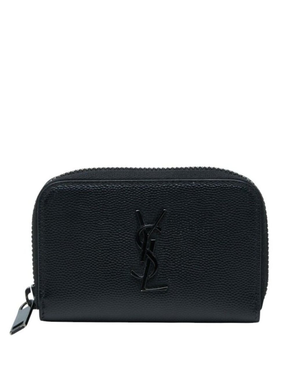Saint Laurent YSL Logo Coin Purse Black Leather